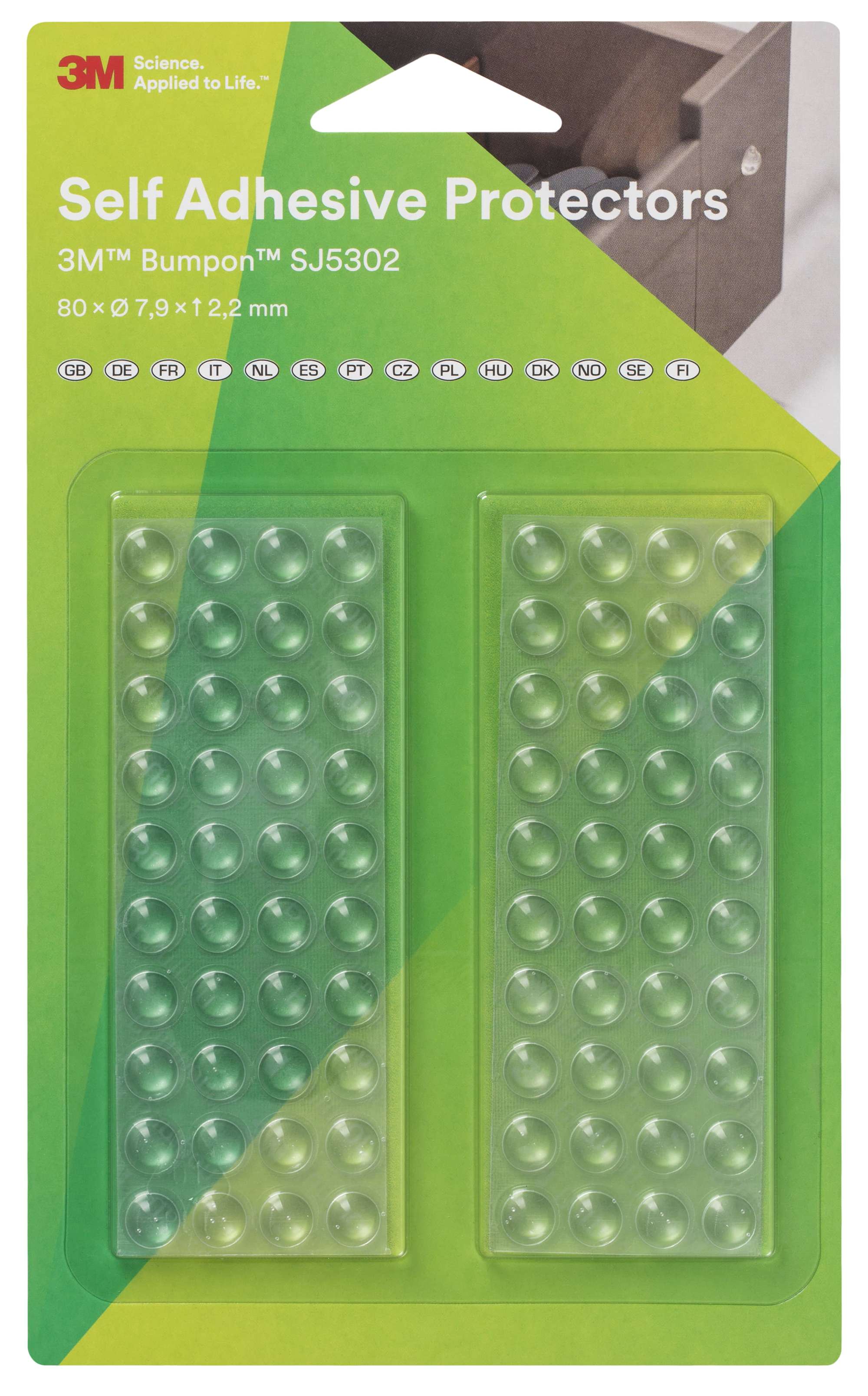 3M Bumpon SJ5302BL Elastikpuffer Mini-Pack, Transparent, 80 Stueck, 7,9 x 2,2 mm, Klebstoff Acrylat A-20