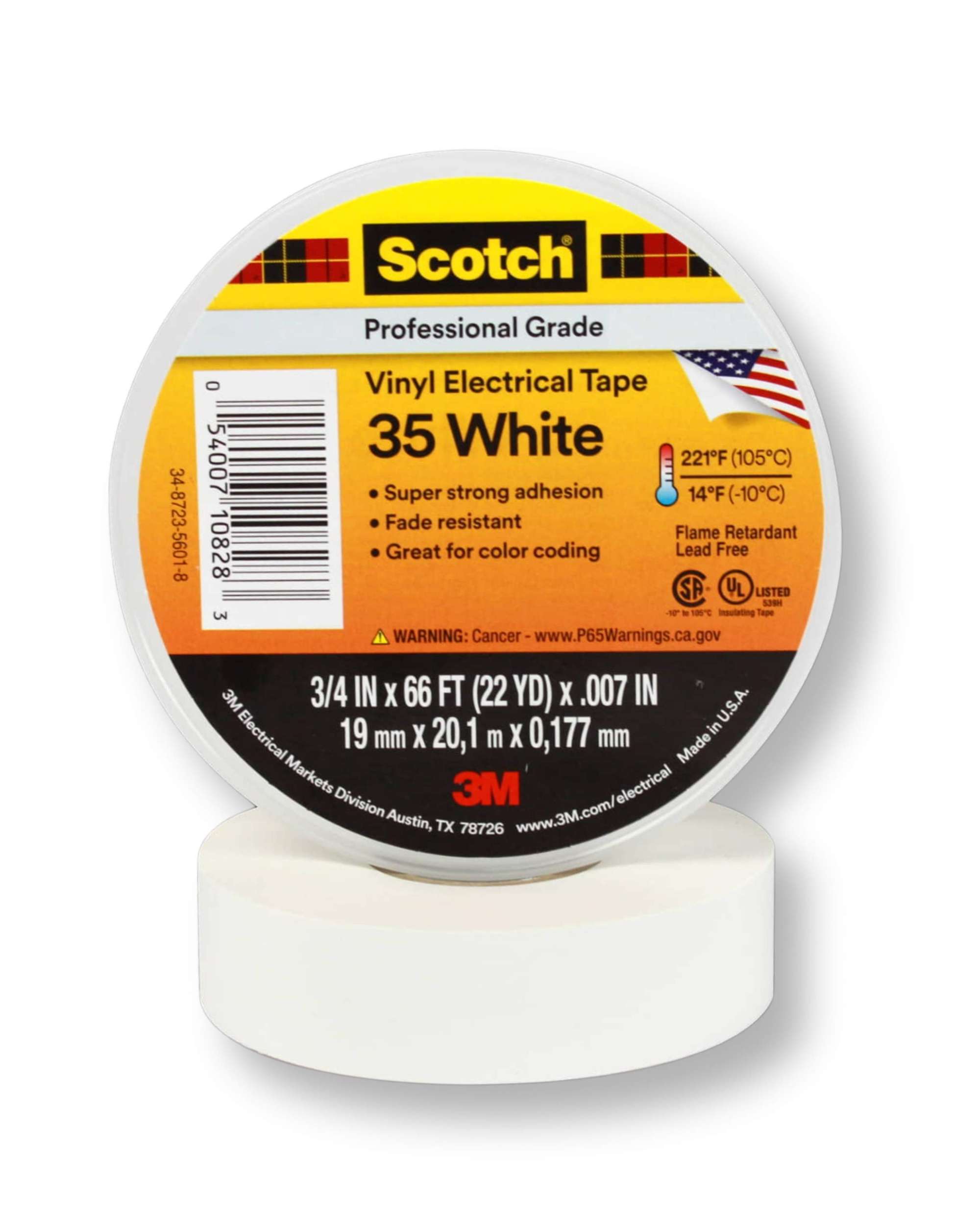 3M Scotch 35 Vinyl Elektro-Isolierband, 20 m x 19 mm, weiss