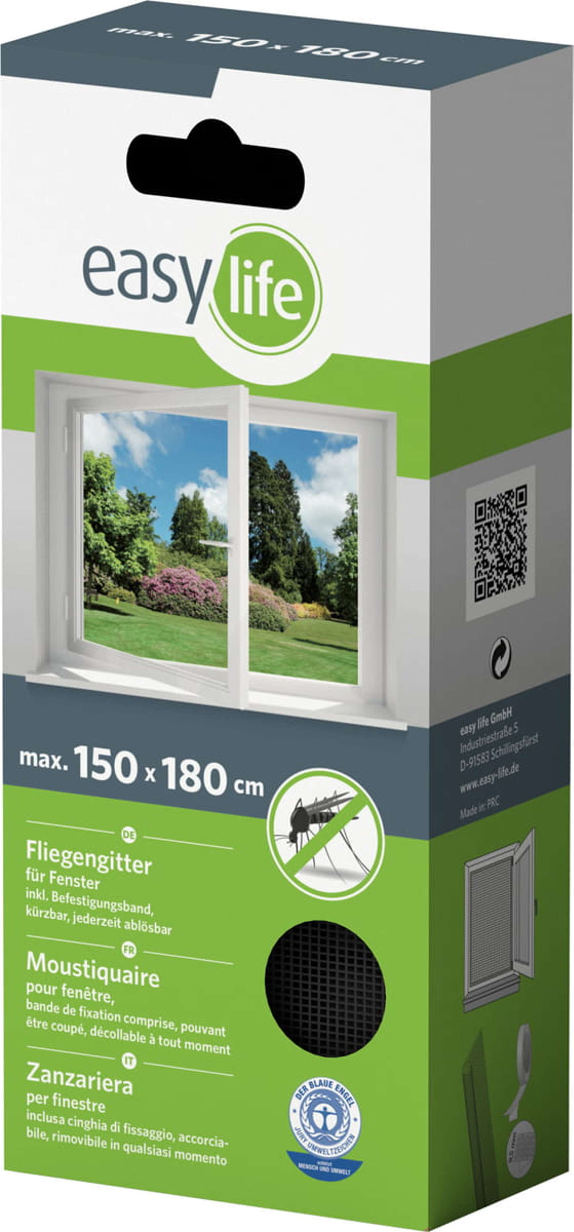 1231-000 IS-Gitter-Fenster 150 x 180 cm anthrazit mit Klettband