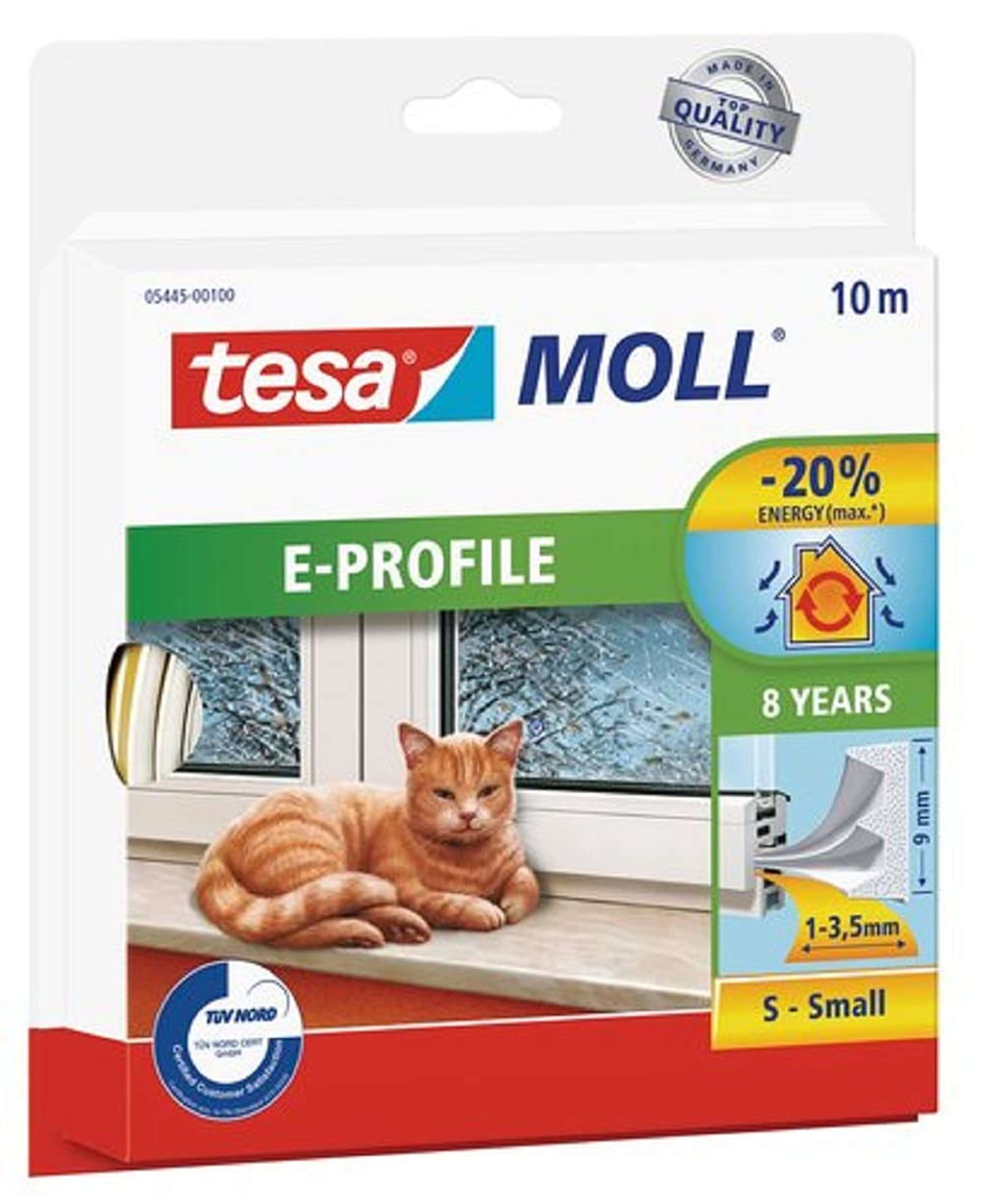 tesamoll E-Profil Gummidichtung 5463, 10 m x 9 mm x 4 mm, Weiss