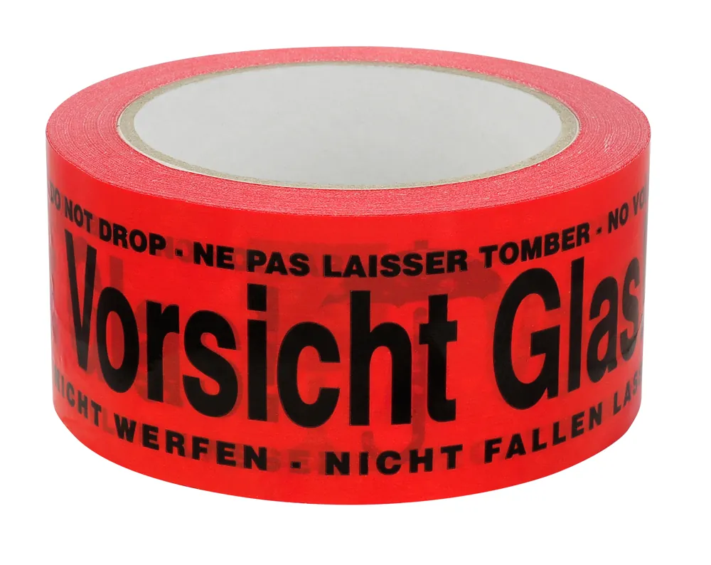 Gaffer-Tape 889 PVC-Packband "Vorsicht Glas", 66 m x 50 mm, rot, Vorsicht Glas