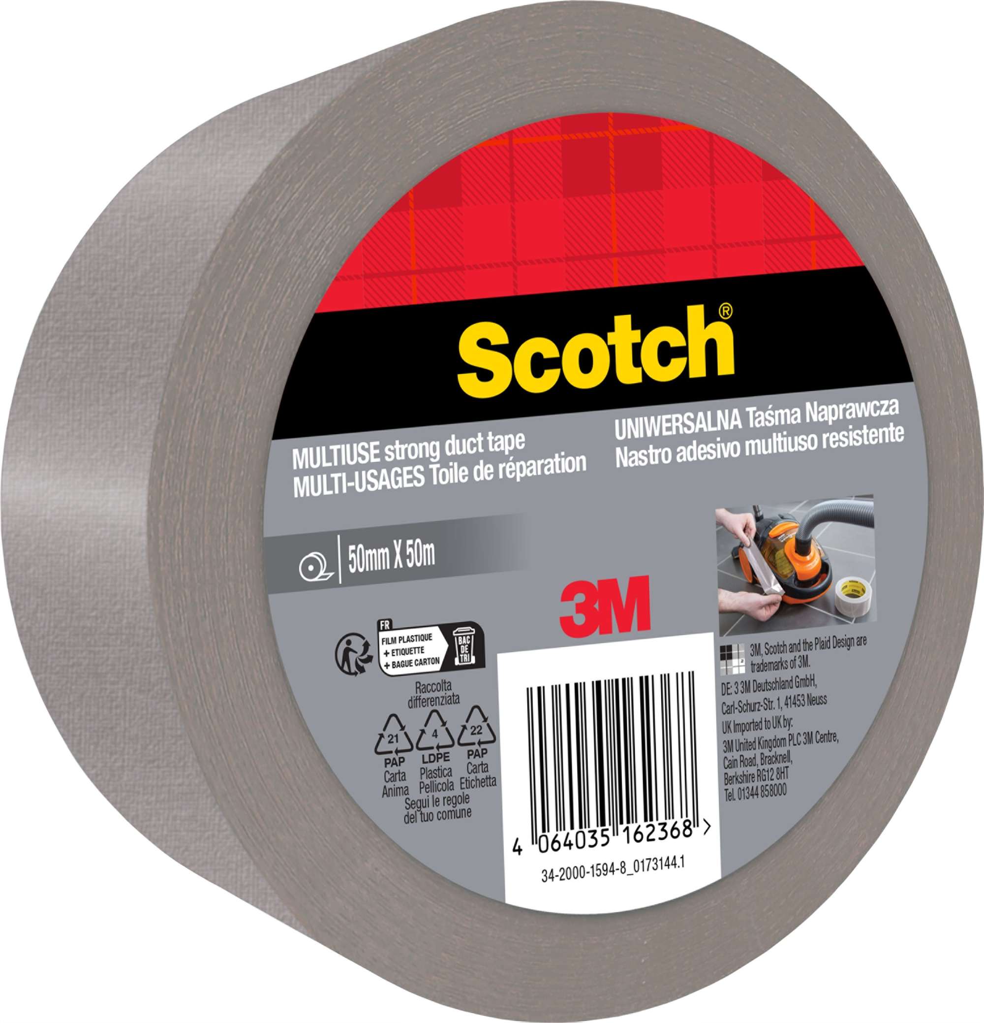 3M Gewebeklebeband, 50 m x 50 mm, silber