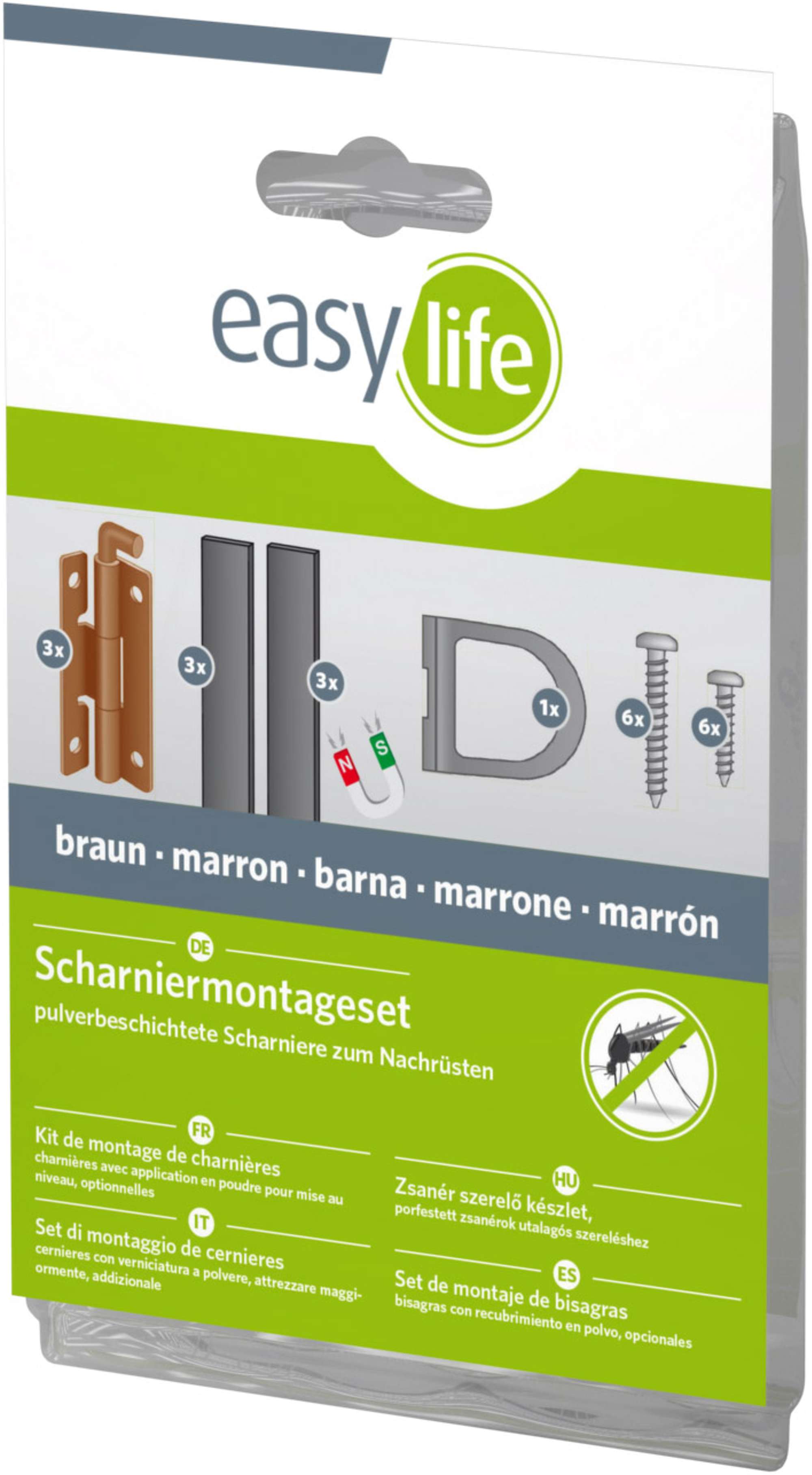 easylife IS-Scharnier-Montageset für Alurahmen, braun