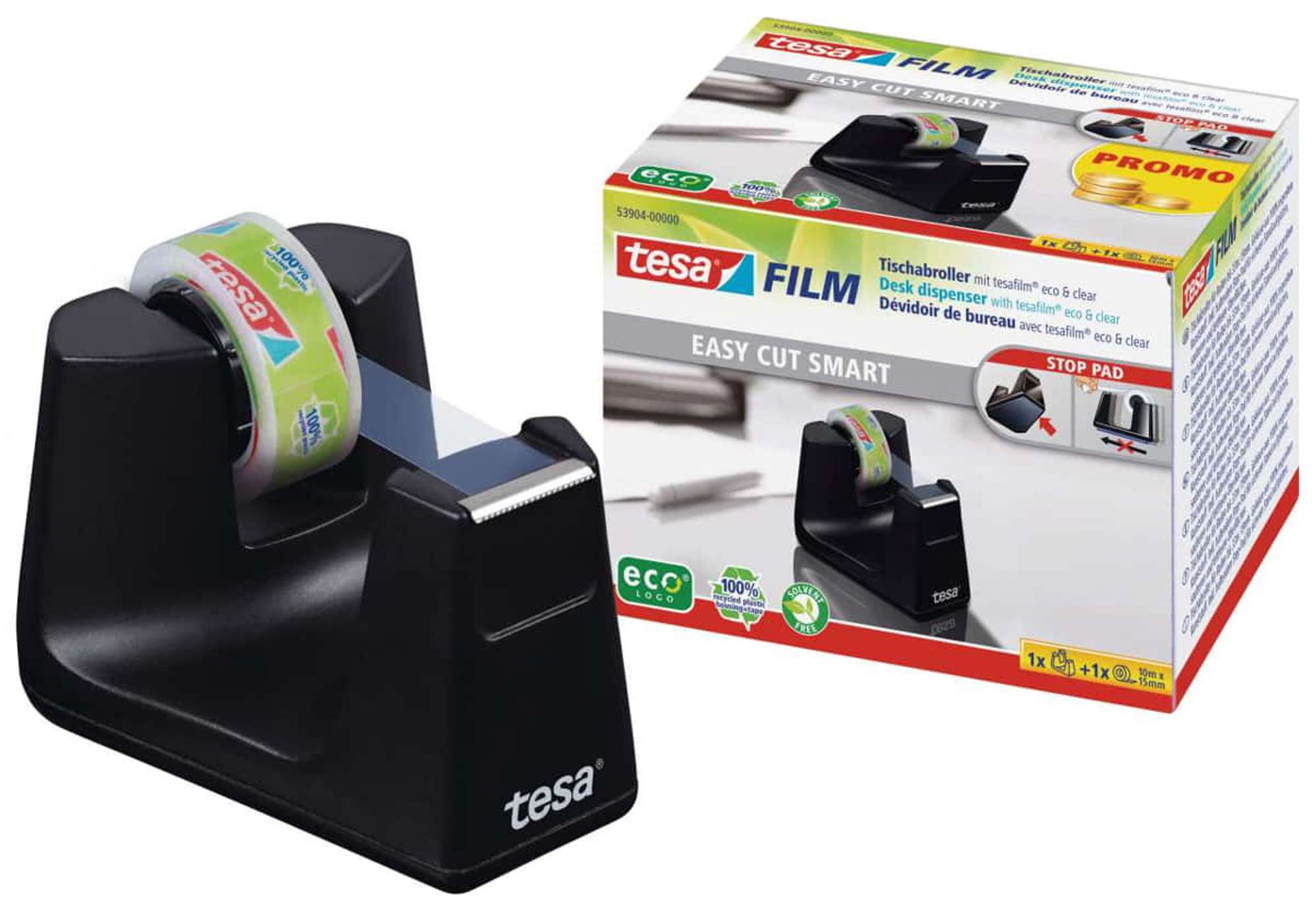 53904-000 tesafilm  Tischabroller Smart ecoLogo + 1 Rolle tesafilm Eco - Clear, 1 Stueck Tischabroller smart eco-Logo