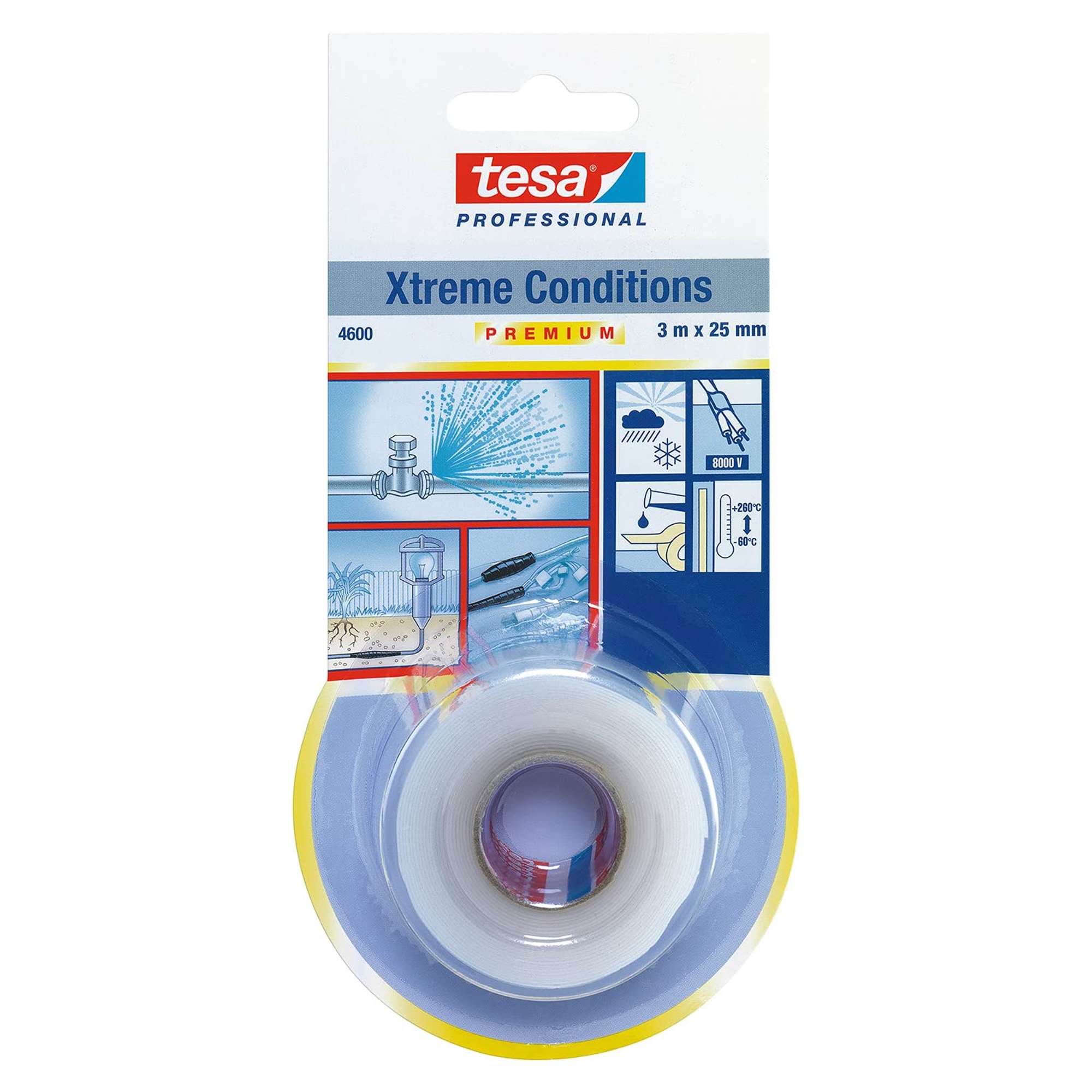 tesa Professional 4600 Xtreme Conditions Abdichtband, 3 m x 25 mm, transparent