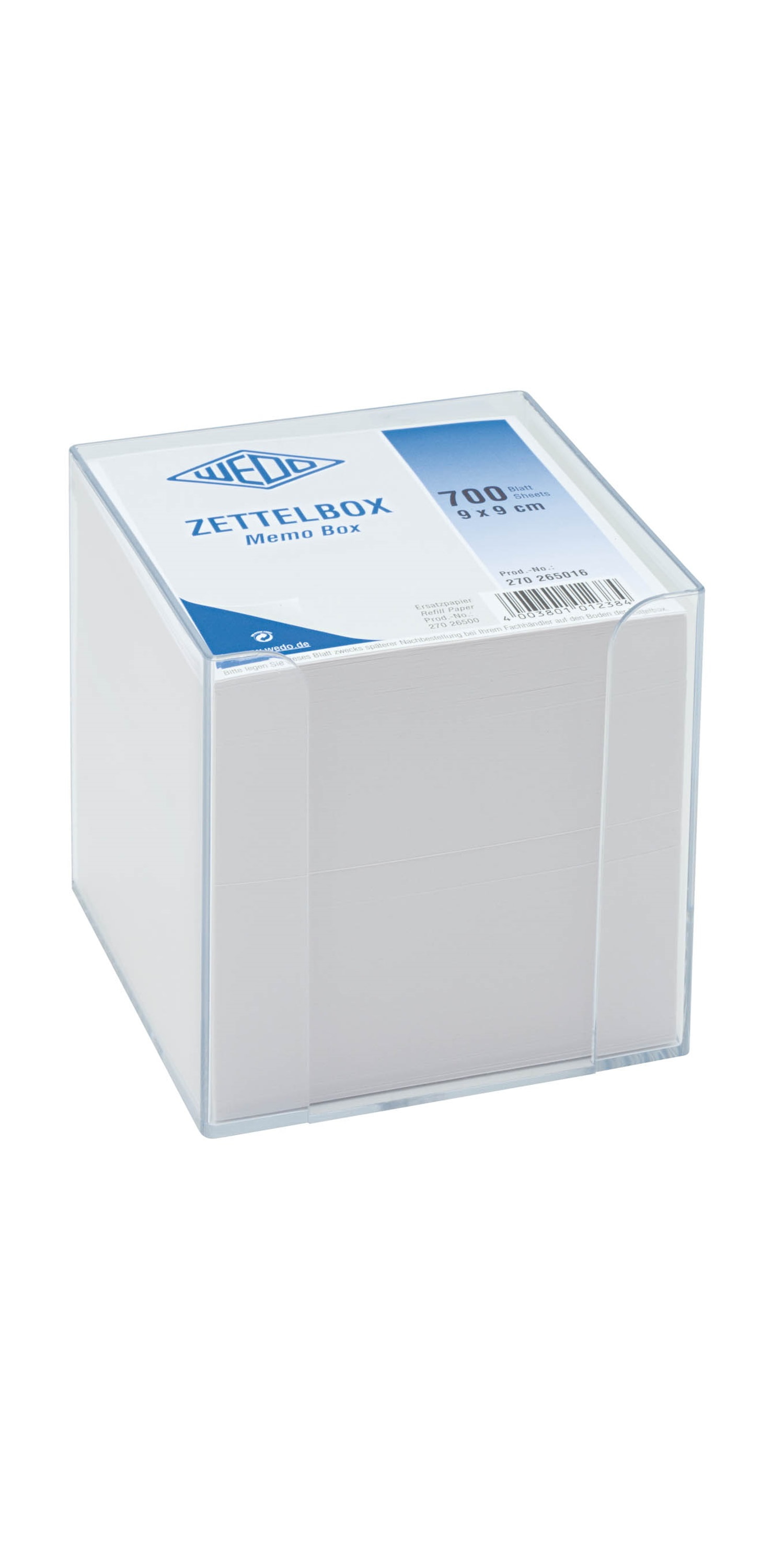 WEDO Zettelbox 9,5x9,5cm tr, Kunststoff gefüllt