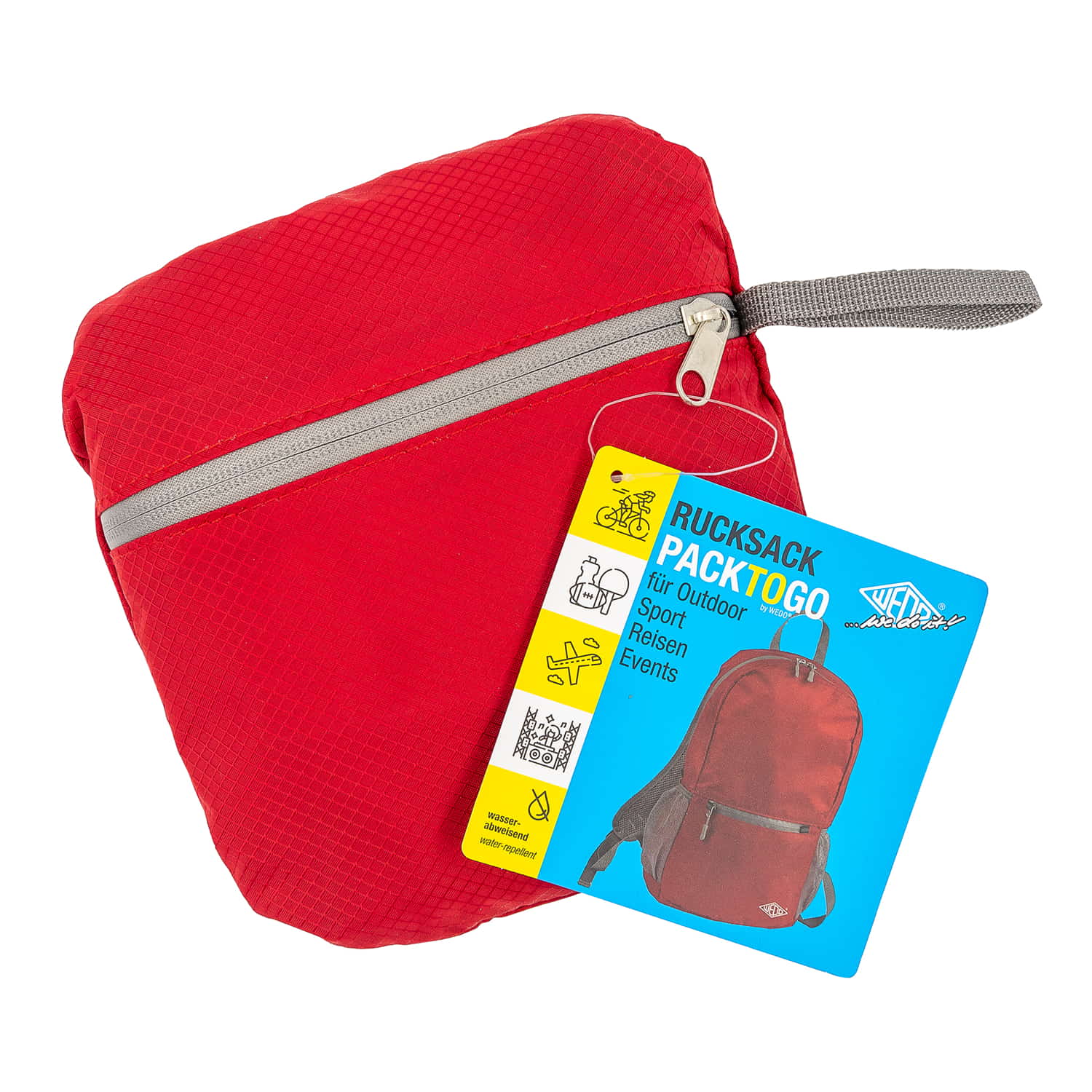WEDO Rucksack faltbar rot, wasserabweisend, Nylon