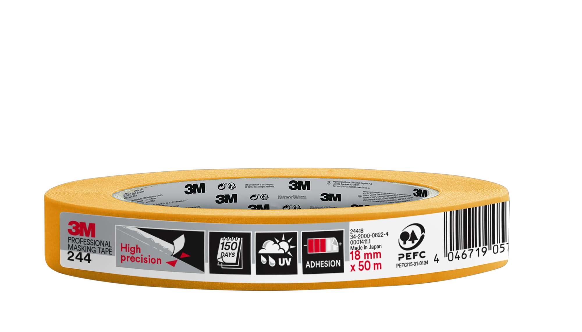 3M 244 Malerabdeckband, 50 m x 18 mm, orange