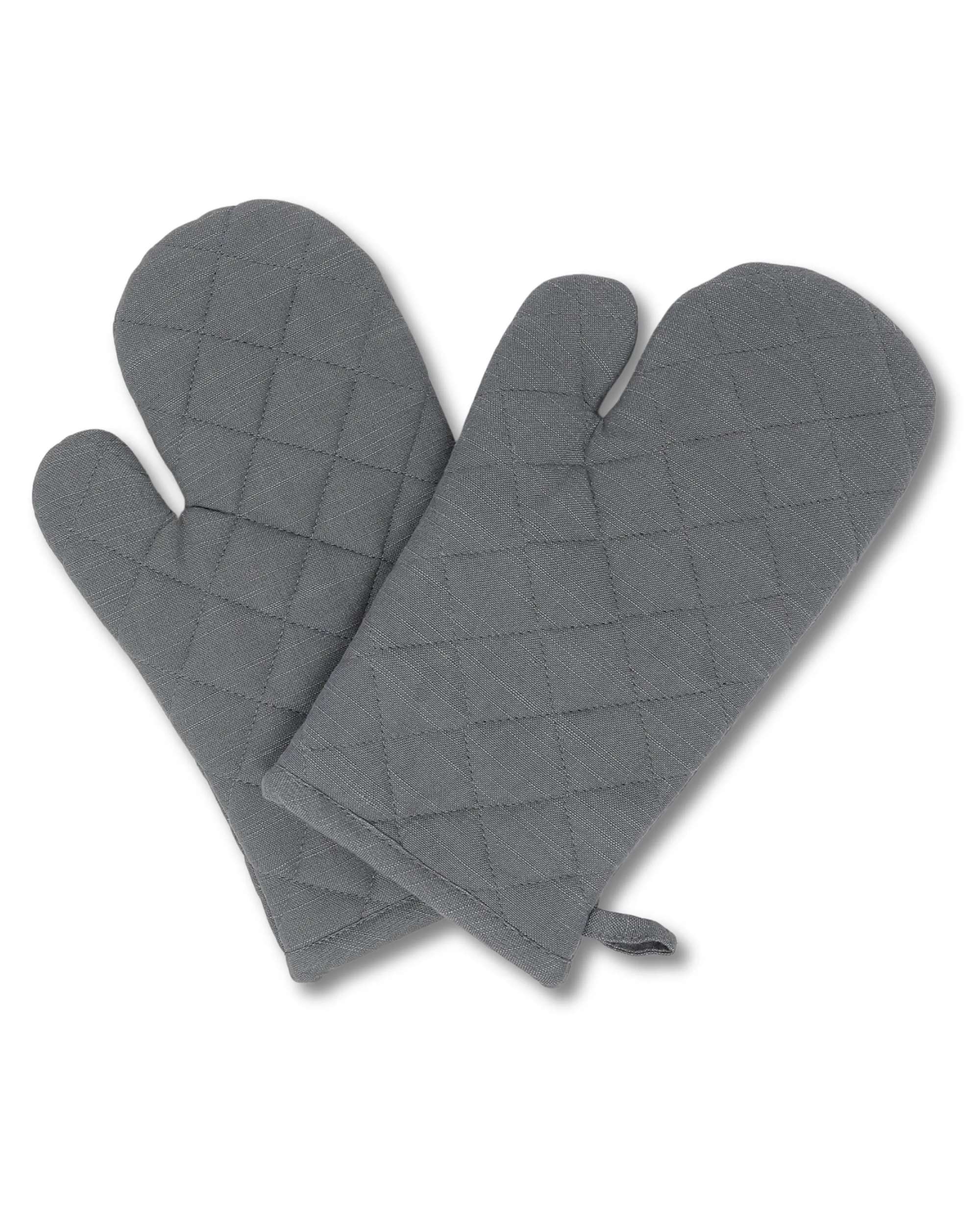 gws Hitzebestaendige Ofenhandschuhe 1 Paar Anthrazit 18 x 28 cm 100 Prozent Baumwolle OEKO TEX Standard 100 300 GSM Polywatte Futter rutschfest waschbar