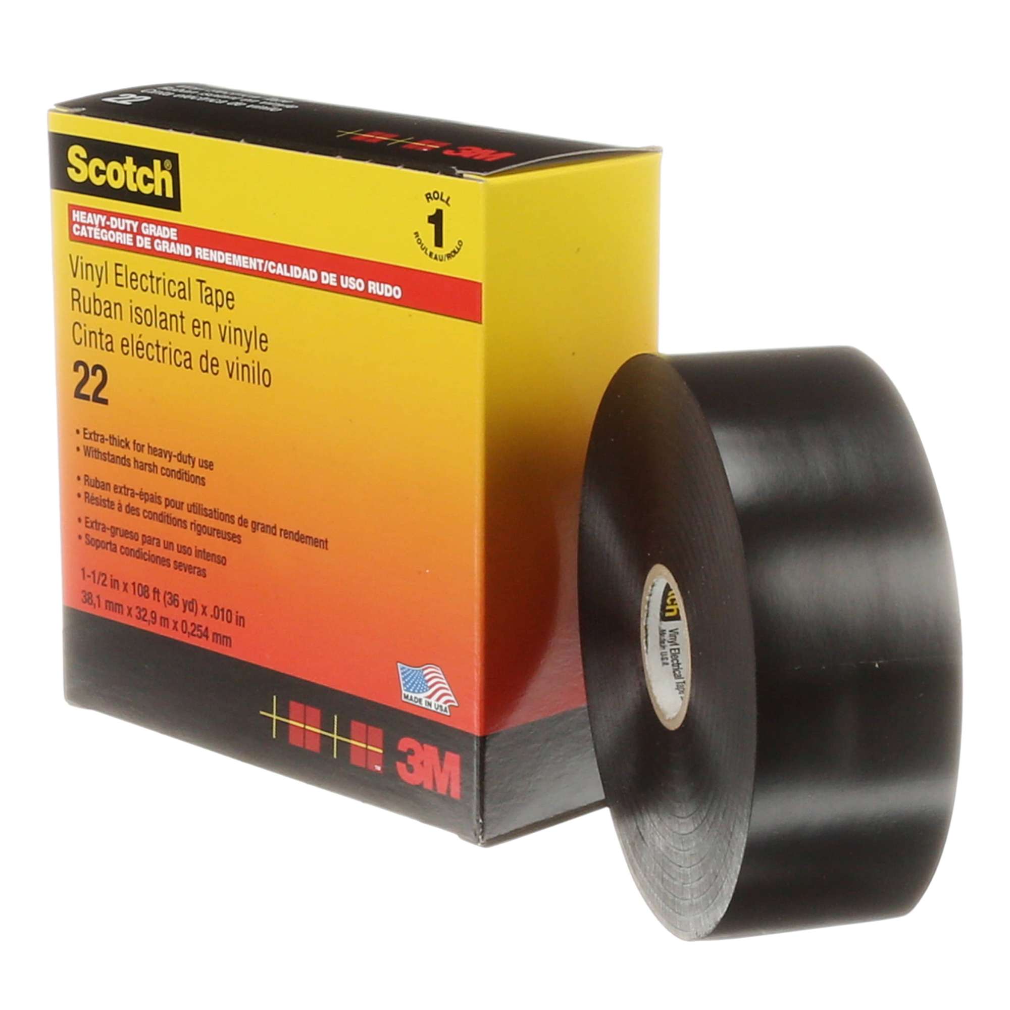 3M Scotch 22 Vinyl Elektro-Isolierband, 33 m x 38 mm, schwarz