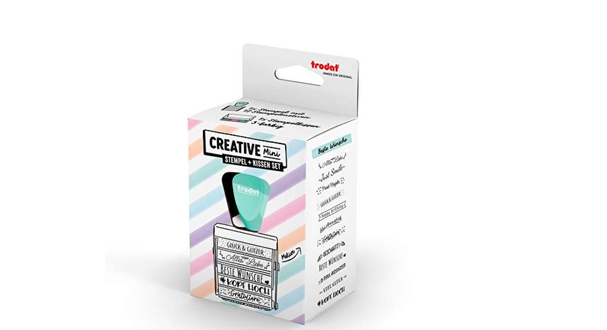 WEDO Trodat Creative Stempel Set, Text Beste Wünsche / grün