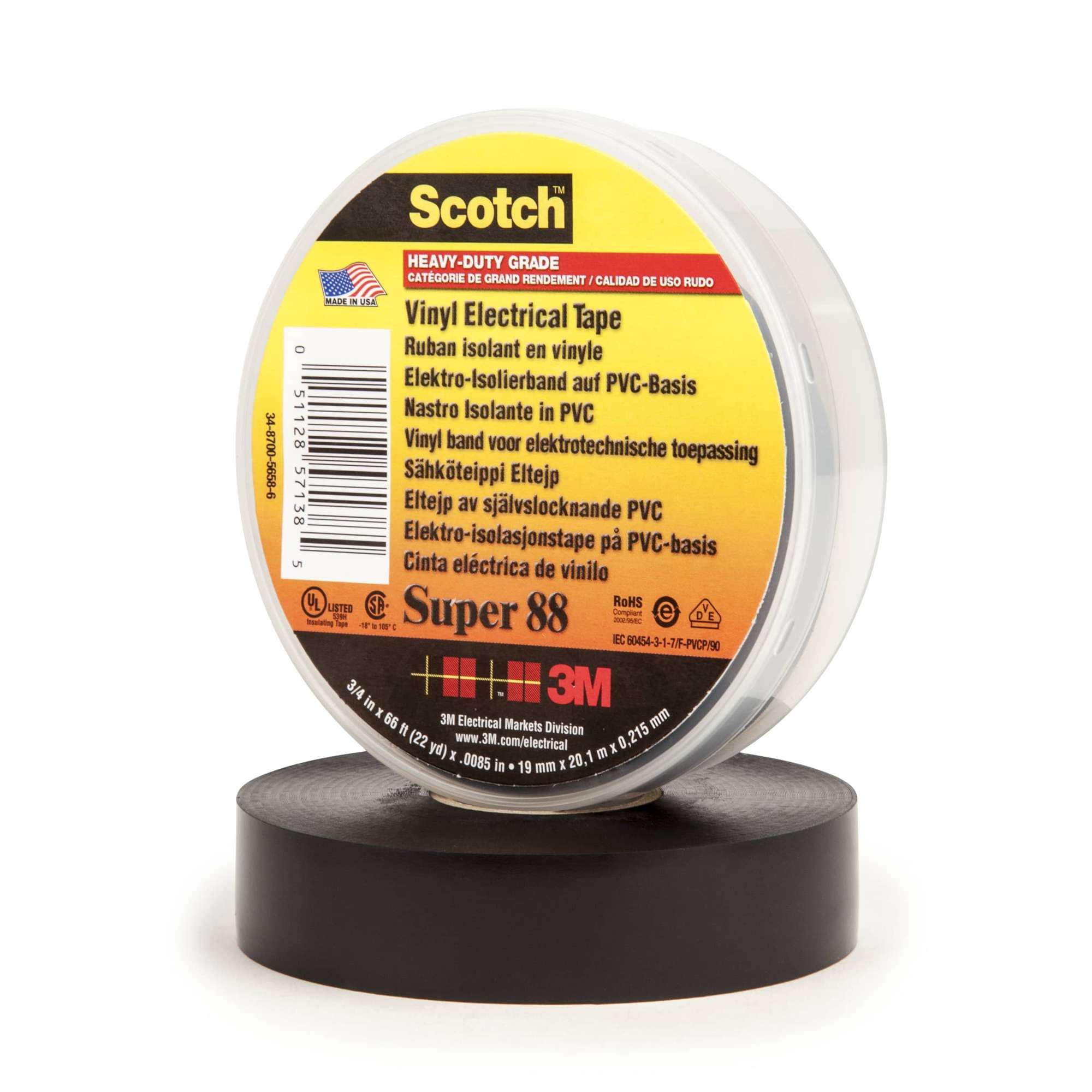 3M Scotch Super 88 Vinyl Elektro-Isolierband, 20 m x 19 mm, schwarz