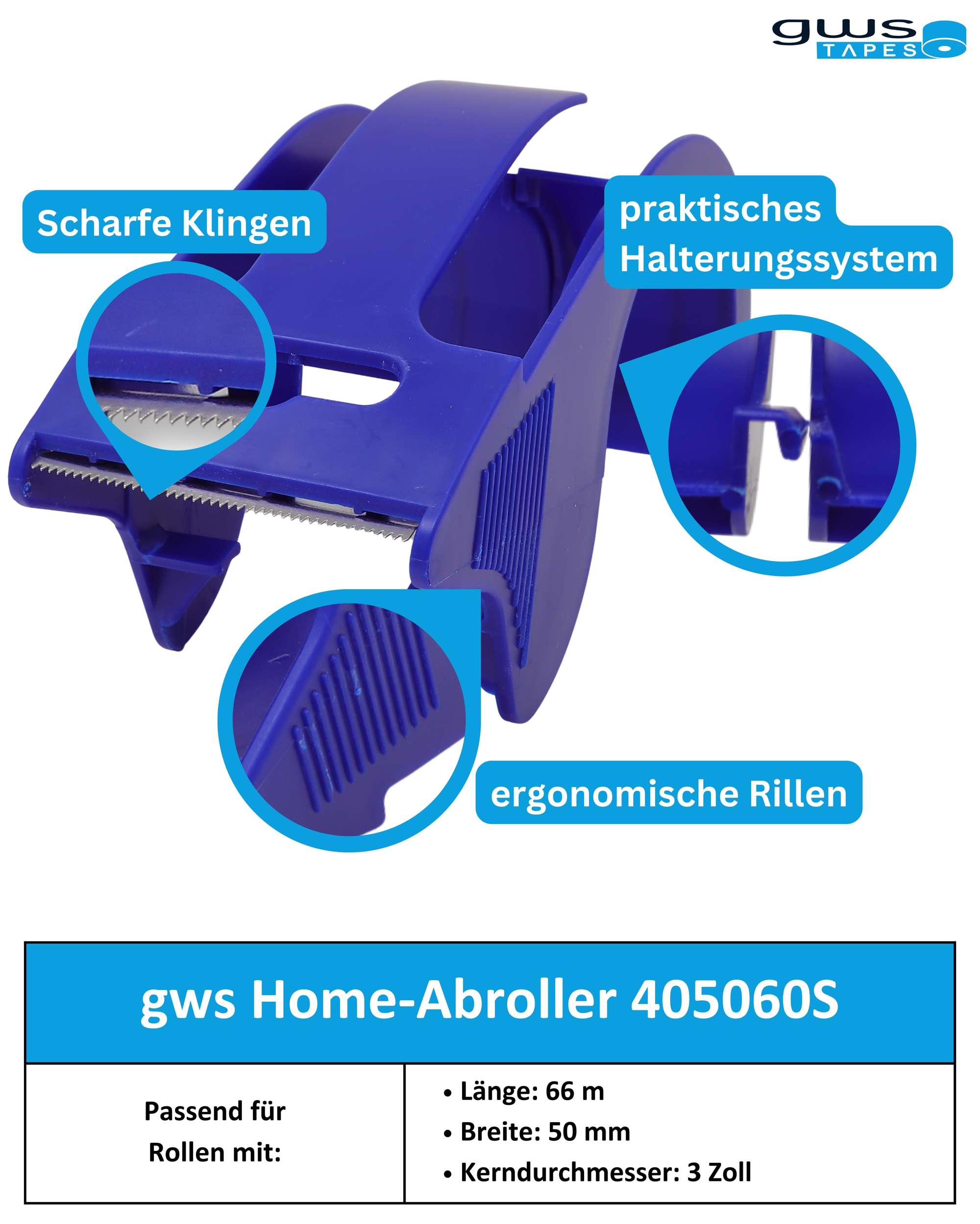 42820-SET-035 gws Verpackungsklebeband-Set mit Mini-Abroller, 6 x 66 m x 50 mm, Farb-Set