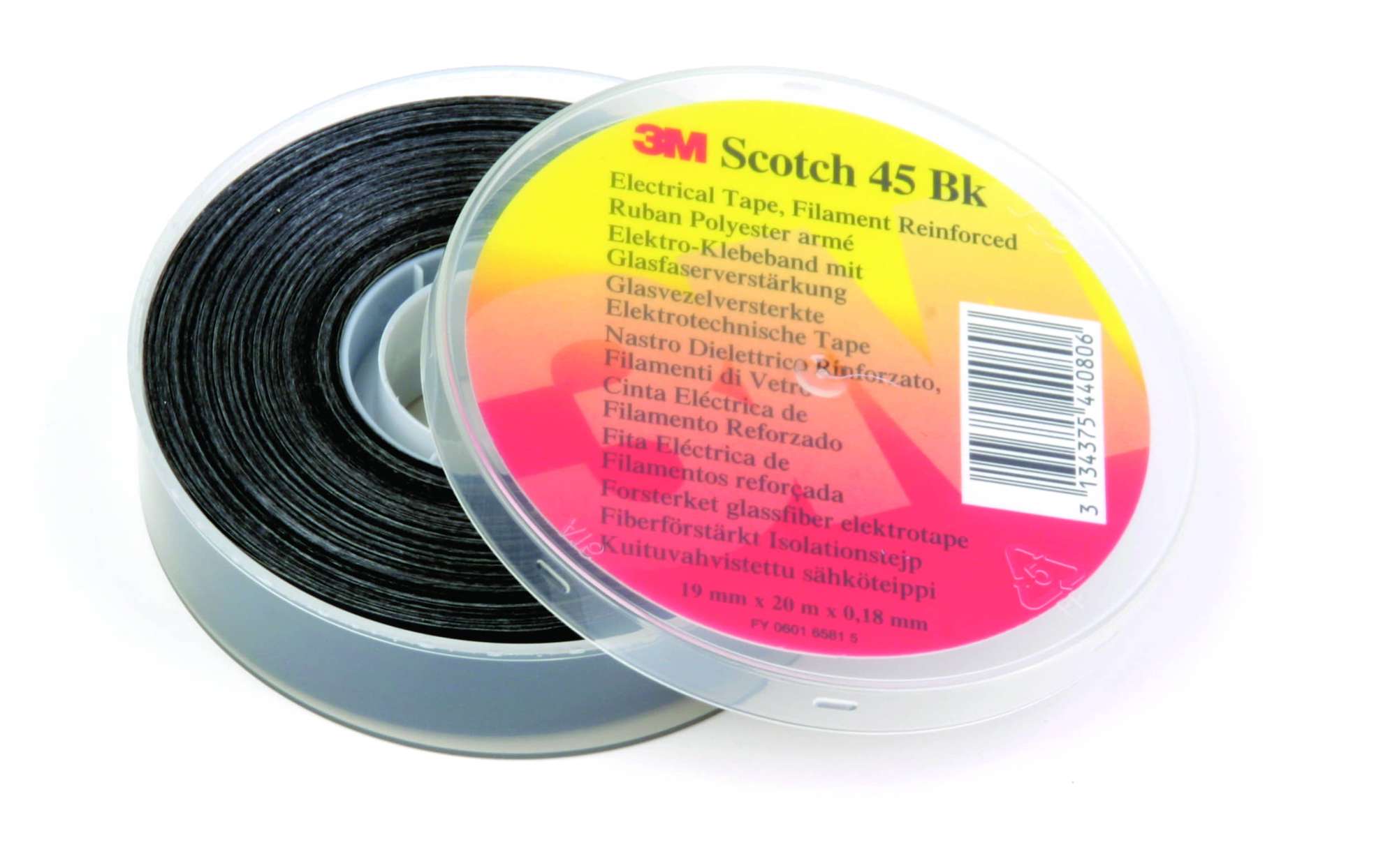 3M Scotch 45BK Glasfaser-PE-band, 20 m x 19 mm, schwarz