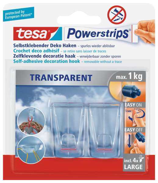 tesa Powerstrips® transparent Deco Haken Large