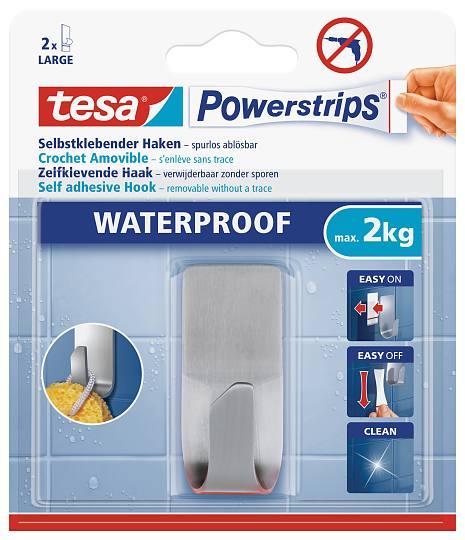 2 x tesa Powerstrips selbstklebener Doppelhaken waterproof bis max. Edelstahl 