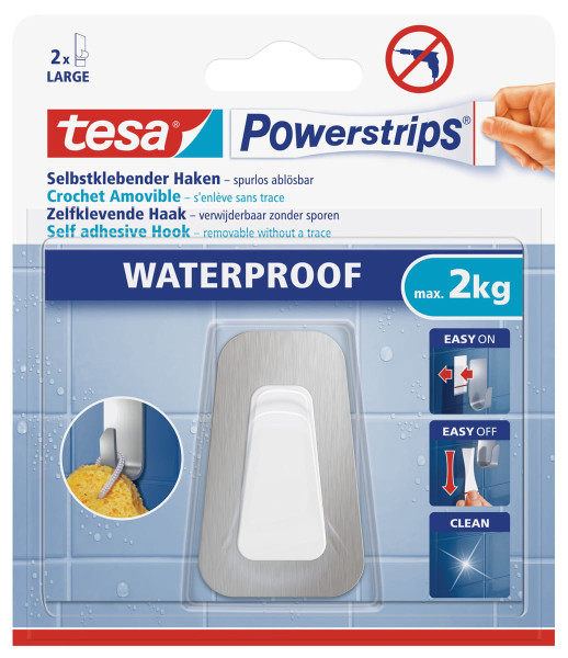 tesa Powerstrips Haken Waterproof L Metall-Kunststoff 59784