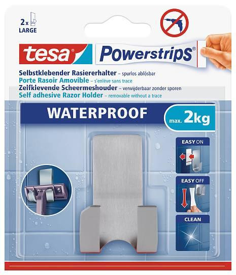 tesa Powerstrips Waterproof Rasiererhalter Zoom, Metall
