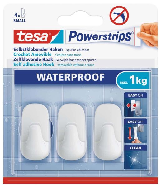 tesa Powerstrips Haken Waterproof S Kunststoff weiß 59782