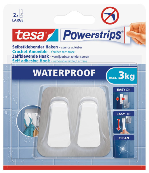 tesa Powerstrips Doppelhaken Waterproof Metall-Kunststoff 59785